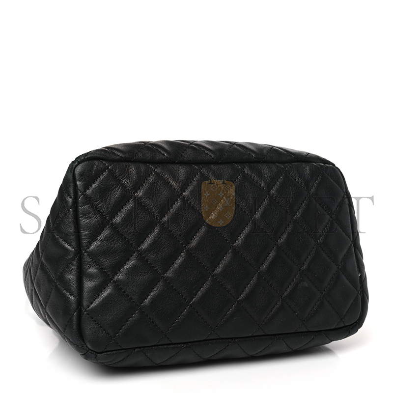 CHANEL LAMBSKIN QUILTED CC CHAIN BUCKET BAG BLACK (27*26*17cm) 